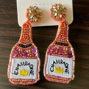 **NEW** Hand Beaded Pink Champagne Earrings 🍾